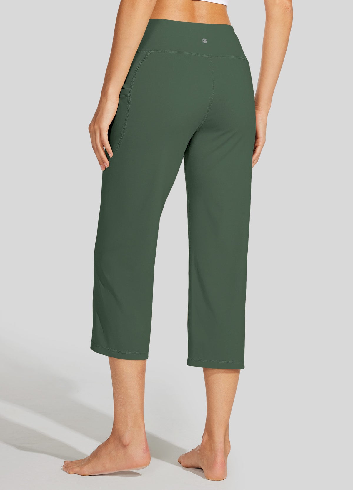 Womens Crossover Yoga Capris olive green