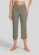 Womens Crossover Yoga Capris sage green