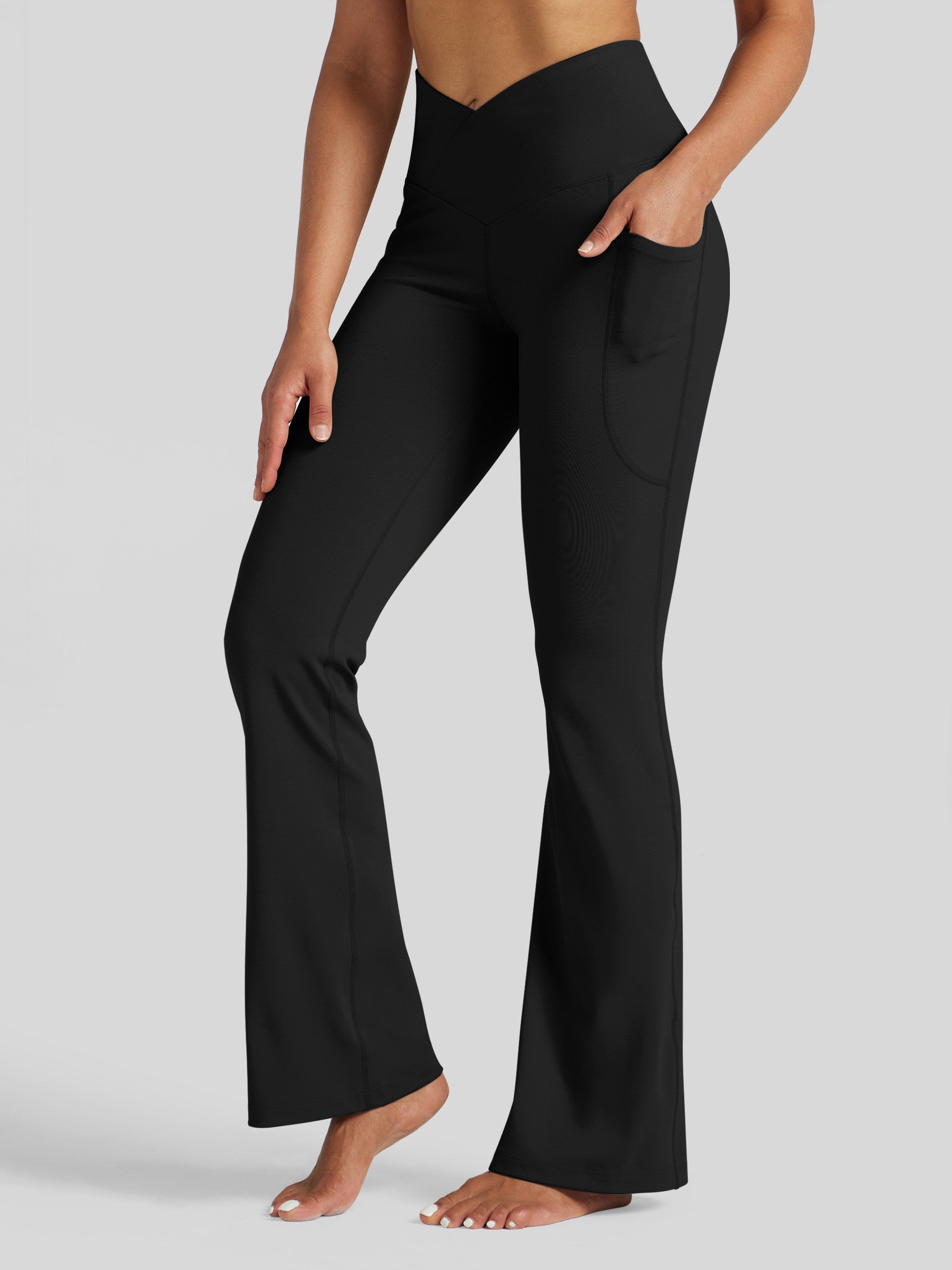 Womens Crossover Flare Yoga Leggings 31 Inch black