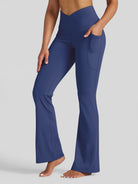 Womens Crossover Flare Yoga Leggings 29 Inch deep blue
