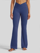 Womens Crossover Flare Yoga Leggings 29 Inch deep blue