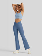 Womens Crossover Flare Yoga Leggings 31 Inch fog blue
