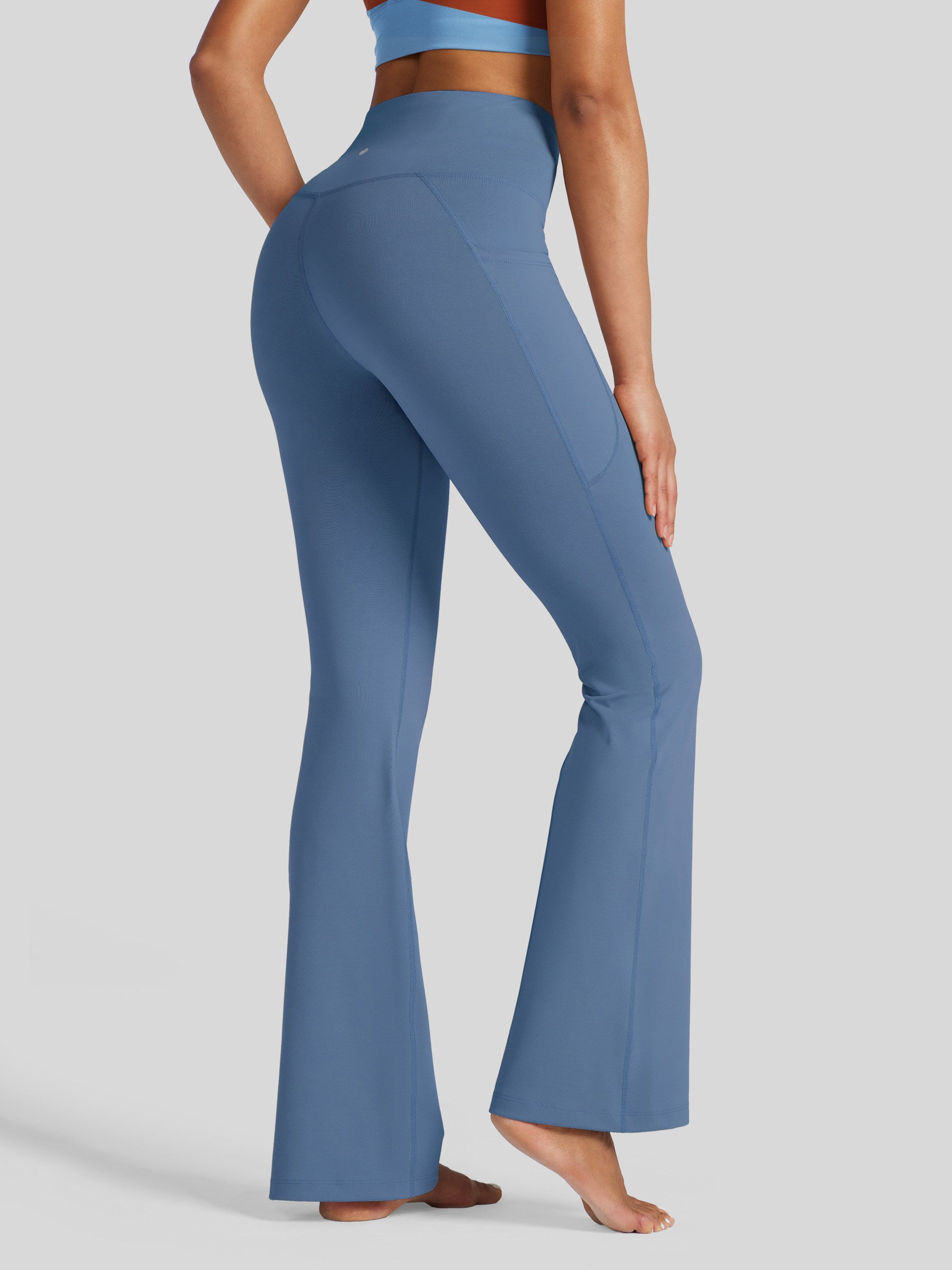Womens Crossover Flare Yoga Leggings 29 Inch fog blue