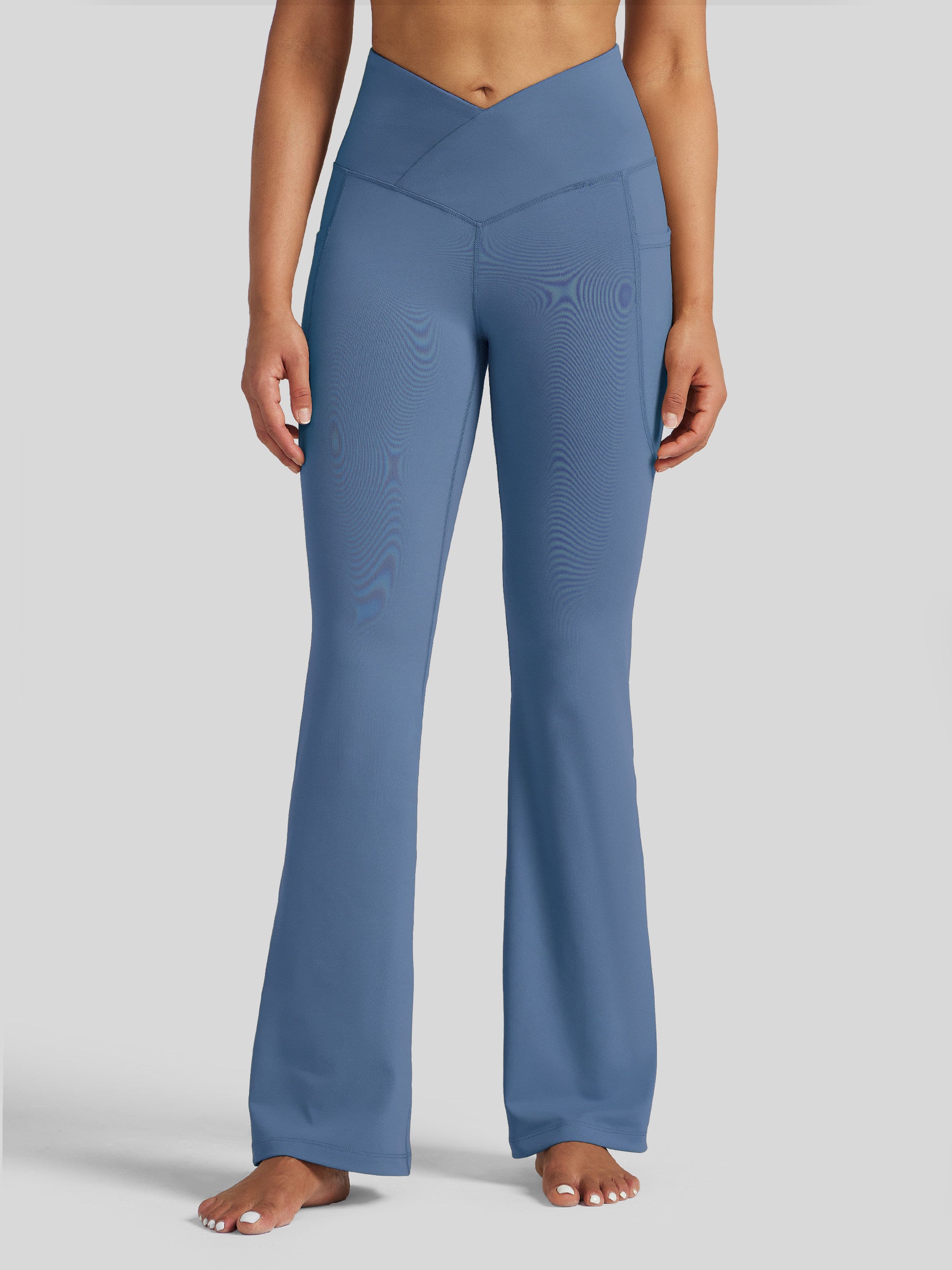 Womens Crossover Flare Yoga Leggings 29 Inch fog blue