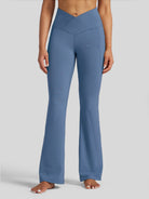 Womens Crossover Flare Yoga Leggings 29 Inch fog blue