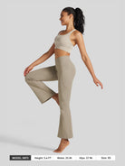 Womens Crossover Flare Yoga Leggings 31 Inch khaki