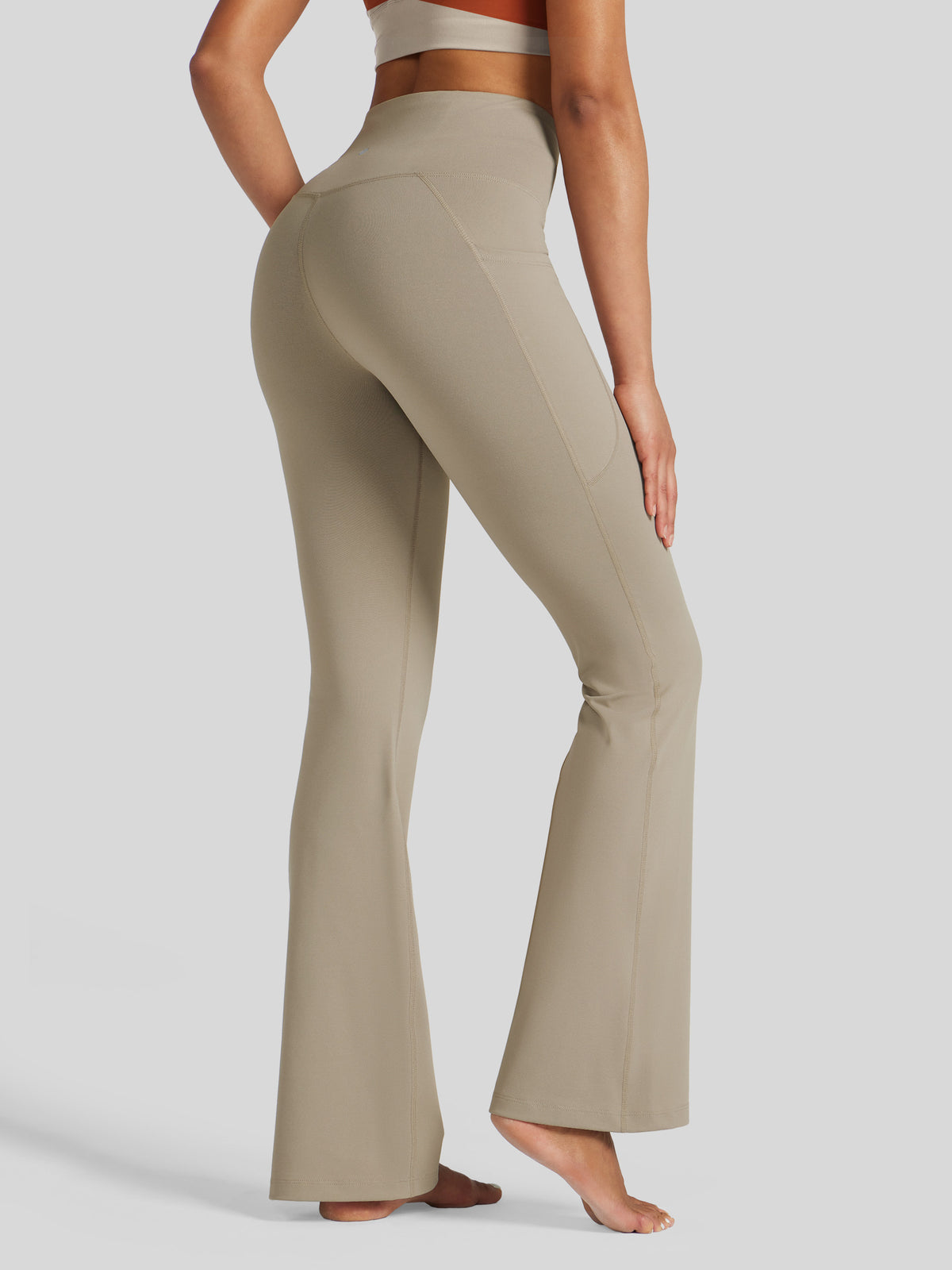 Womens Crossover Flare Yoga Leggings 31 Inch khaki