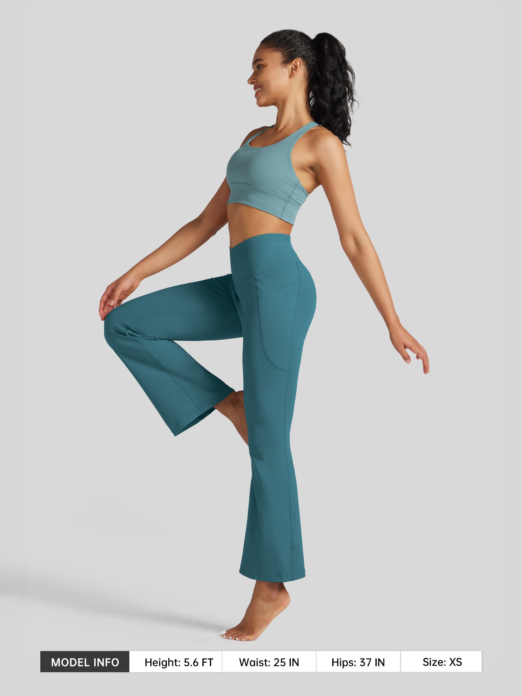 Womens Crossover Flare Yoga Leggings 29 Inch teal