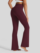 Womens Crossover Flare Yoga Leggings 29 Inch wine red