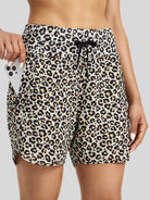 Willit Womens Active 5 Inch Shorts in leopard3